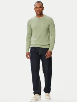 Tommy Jeans Sweter Essential DM0DM22853 Zielony Slim Fit