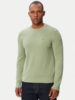 Tommy Jeans Sweter Essential DM0DM22853 Zielony Slim Fit