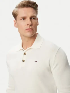 Tommy Jeans Sweter Essential DM0DM20304 Biały Slim Fit