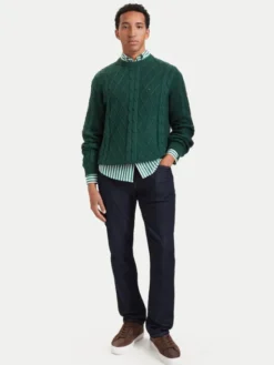 Tommy Jeans Sweter Flag DM0DM23405 Zielony ciemny Regular Fit