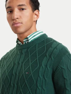 Tommy Jeans Sweter Flag DM0DM23405 Zielony ciemny Regular Fit