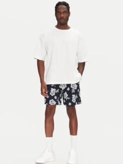Tommy Jeans Szorty materiałowe Slub Aop Beach DM0DM21947 Granatowy Regular Fit