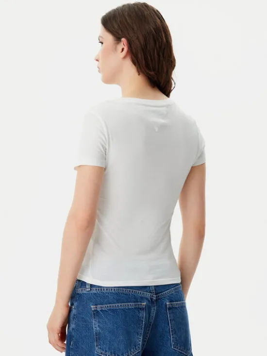 Tommy Jeans T-Shirt DW0DW20458 Biały Slim Fit