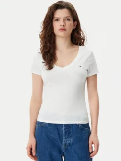Tommy Jeans T-Shirt DW0DW20458 Biały Slim Fit