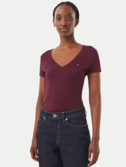 Tommy Jeans T-Shirt DW0DW20458 Fioletowy Slim Fit