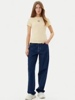 Tommy Jeans T-Shirt Essential DW0DW20316 Żółty Slim Fit