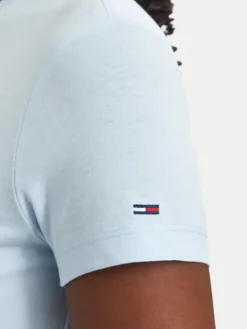 Tommy Jeans T-Shirt Ess Logo DW0DW23479 Niebieski jasny Slim Fit