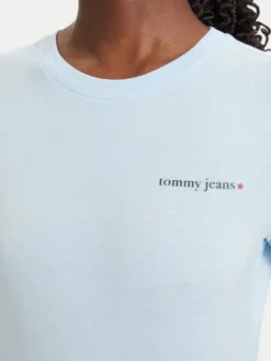 Tommy Jeans T-Shirt Ess Logo DW0DW23479 Niebieski jasny Slim Fit