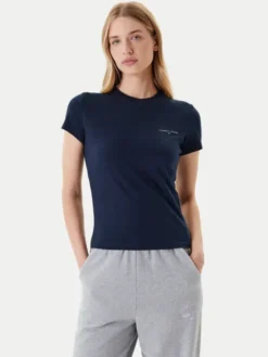 Tommy Jeans T-Shirt Linear DW0DW21164 Granatowy Slim Fit