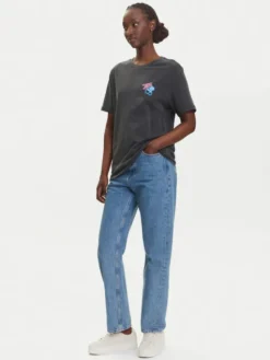 Tommy Jeans T-Shirt Neon DW0DW21358 Szary Relaxed Fit