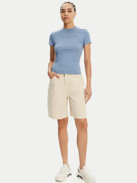 Tommy Jeans T-Shirt Tonal Linear DW0DW20315 Niebieski Slim Fit
