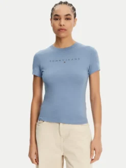 Tommy Jeans T-Shirt Tonal Linear DW0DW20315 Niebieski Slim Fit