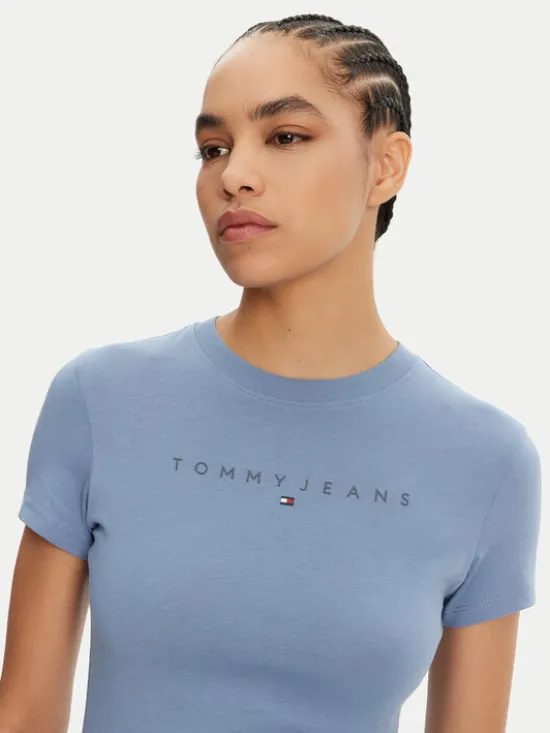 Tommy Jeans T-Shirt Tonal Linear DW0DW20315 Niebieski Slim Fit