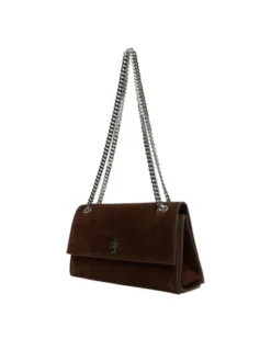 Tory Burch Torebka Kira Turnlock Suede Shouldr Bag 169176 Brązowy