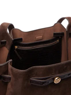 Tory Burch Torebka Romy Suede Tote 186348 Brązowy