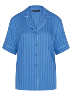 Triumph Koszulka piżamowa Boyfriend 10227193 Niebieski Regular Fit