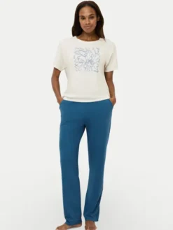 Triumph Koszulka piżamowa Mix & Match 10218281 Beżowy Relaxed Fit