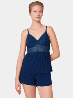 Triumph Piżama Aura Spotlight 10218289 Niebieski Regular Fit