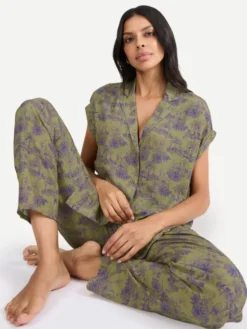 Triumph Piżama Boyfriend 10222611 Zielony Relaxed Fit