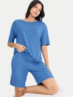 Triumph Piżama Timeless Sensuality 10222627 Niebieski Relaxed Fit
