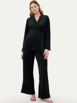 Triumph Spodnie piżamowe Sensual Velour 10225077 Czarny Wide Leg