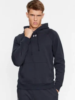 Under Armour Bluza Ua Rival Fleece Hoodie 1379757 Czarny Loose Fit