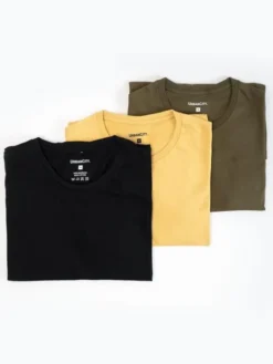 Urban City Komplet t-shirtów Zestaw 3 T-Shirtów Męskich Czarna / Beżowa / Zielona Urban City No Logo Basic S Beżowy Regular Fit