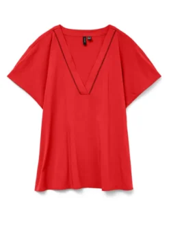 Vero Moda Bluzka Bella 10327551 Czerwony Regular Fit