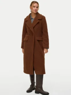 Vero Moda Kożuch Teresa 10333681 Brązowy Regular Fit