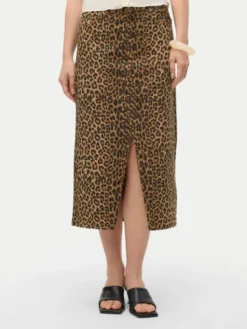 Vero Moda Spódnica jeansowa Veri 10331065 Brązowy Regular Fit
