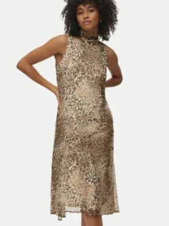 Vero Moda Sukienka letnia Smilla 10345453 Beżowy Regular Fit