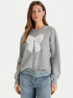 Vero Moda Sweter Ivory 10342072 Szary Regular Fit