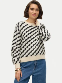 Vero Moda Sweter Lara 10310862 Beżowy Regular Fit
