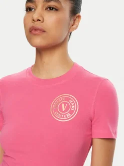 Versace Jeans Couture T-Shirt 78HAHT00 Różowy Regular Fit