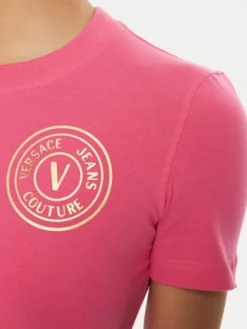 Versace Jeans Couture T-Shirt 78HAHT00 Różowy Regular Fit