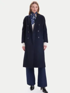 ViCOLO Płaszcz wełniany TF0001 Granatowy Regular Fit