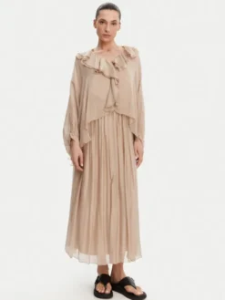 ViCOLO Spódnica midi TD0022 Beżowy Regular Fit