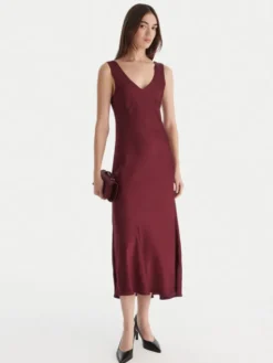 ViCOLO Sukienka koktajlowa TF0247 Bordowy Regular Fit