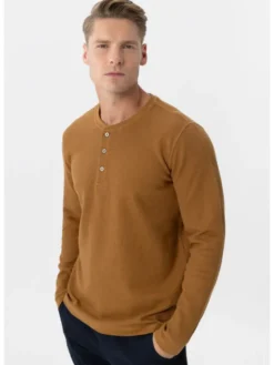 Volcano Longsleeve L-AZUX Beżowy Regular Fit