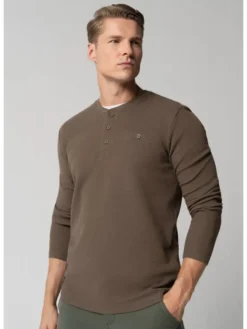 Volcano Longsleeve L-FENCH Brązowy Regular Fit