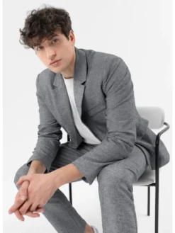 Volcano Marynarka JB-AURO Szary Regular Fit