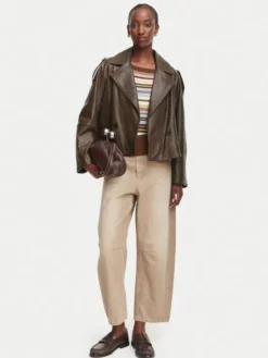 Weekend Max Mara Kurtka skórzana Felino 2625446051 Brązowy ciemny Regular Fit