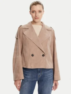 Weekend Max Mara Kurtka skórzana Maga 2525446061 Brązowy Regular Fit
