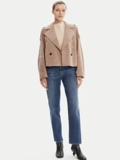 Weekend Max Mara Kurtka skórzana Maga 2525446061 Brązowy Regular Fit