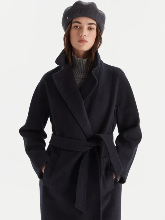 Weekend Max Mara Płaszcz wełniany Tempera 2525016082 Granatowy Regular Fit