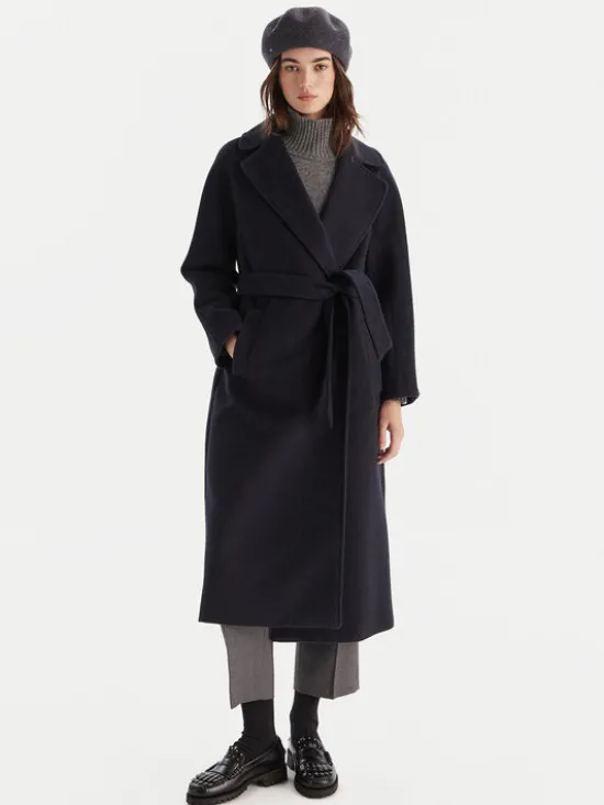 Weekend Max Mara Płaszcz wełniany Tempera 2525016082 Granatowy Regular Fit