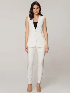 Willsoor Kamizelka 67533 Biały Regular Fit