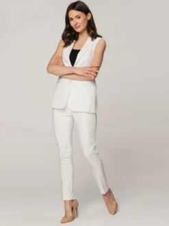 Willsoor Kamizelka 67533 Biały Regular Fit