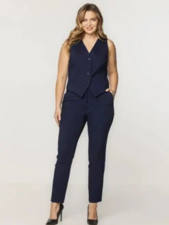 Willsoor Kamizelka 67914 Granatowy Slim Fit