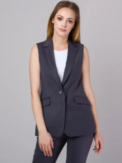 Willsoor Kamizelka 67332 Szary Regular Fit